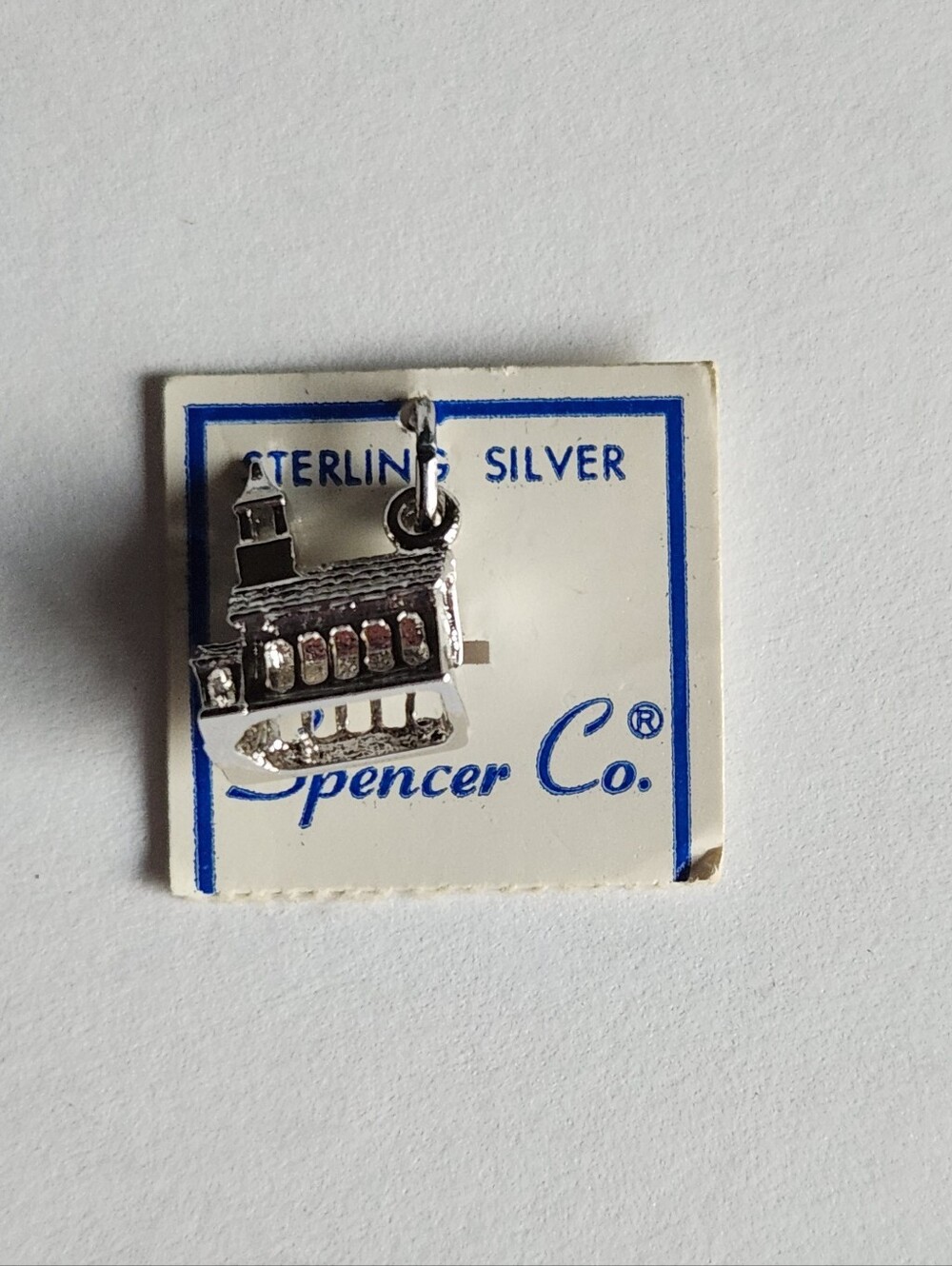 Vintage Spencer Co 925 Sterling Silver Church Charm with Original Jewelry Card